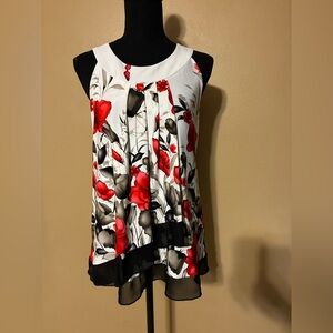 Dress Barn Red and Black Floral Blouse
